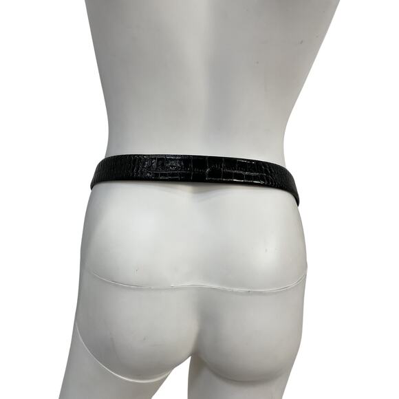 Anderson\'s Black Leather Croc-Effect Belt Size 85
